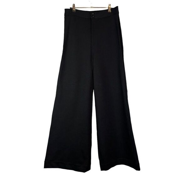 Suzie Kondi Pants Women's Small Black High Waist Boot Cut Ponte Wide Leg - Picture 1 of 9